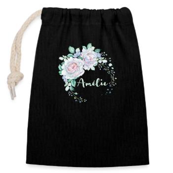 Pour Amélie - Sac cadeau en coton avec cordon (14 x 20 cm) - noir - Devant