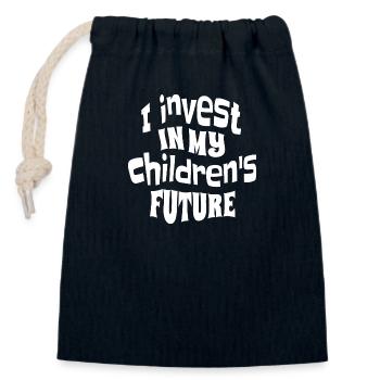 I invest in my children - Closable cotton gift bag (14x20cm) - navy - Front