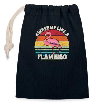 Génial comme un Flamingo Retro Vintage - Sac cadeau en coton avec cordon (14 x 20 cm) - bleu marine - Devant