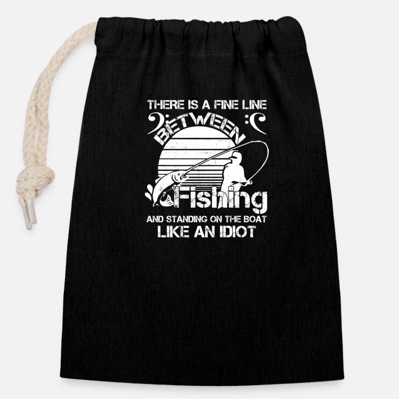 FISHING - Closable cotton gift bag (14x20cm) - black