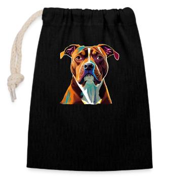 American Staffordshire Terrier Hund - Verschließbarer Geschenkbeutel aus Baumwolle (14x20cm) - Schwarz - Vorne