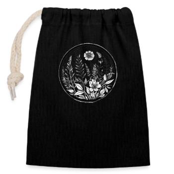 Splendeur botanique - Sac cadeau en coton avec cordon (14 x 20 cm) - noir - Devant
