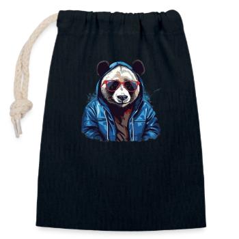 Panda großer Streetstyle | Panda-Liebhaber - Verschließbarer Geschenkbeutel aus Baumwolle (14x20cm) - Navy - Vorne