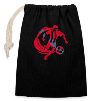 Footballeur rouge bleu - Sac cadeau en coton avec cordon (14 x 20 cm) - noir - Devant