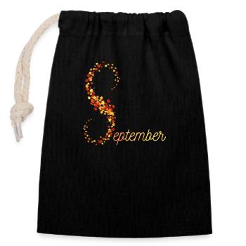 September - Closable cotton gift bag (14x20cm) - black - Front