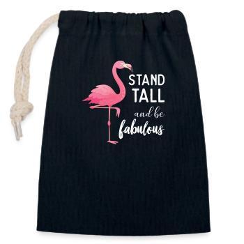 Fabuleux flamants roses - Sac cadeau en coton avec cordon (14 x 20 cm) - bleu marine - Devant