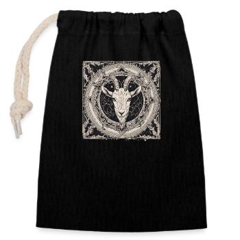 Goat - Closable cotton gift bag (14x20cm) - black - Front