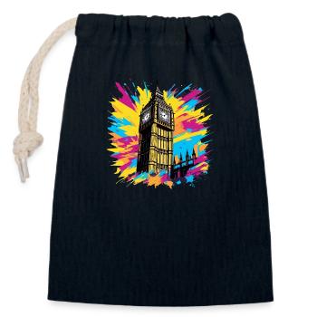 Big Ben - Sac cadeau en coton avec cordon (14 x 20 cm) - bleu marine - Devant