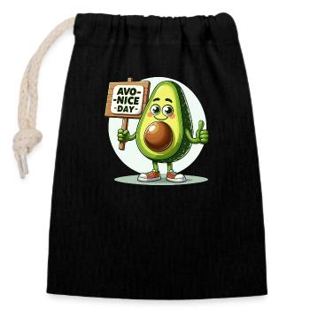 Funny and funny avocado with Avo-Nice Day - Closable cotton gift bag (14x20cm) - black - Front