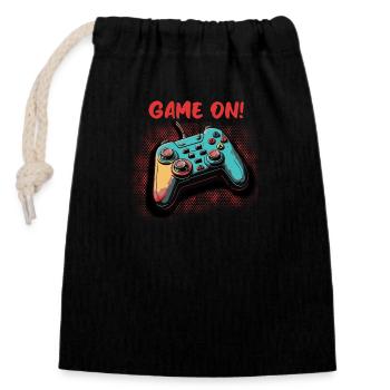 C’est parti - Sac cadeau en coton avec cordon (14 x 20 cm) - noir - Devant
