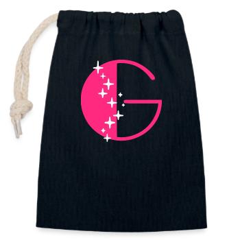 Lettre G Paillettes - Sac cadeau en coton avec cordon (14 x 20 cm) - bleu marine - Devant