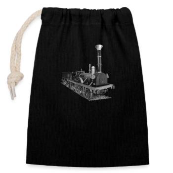 Lokomotive Adler Dampflok Deutschland Dampfwagen - Verschließbarer Geschenkbeutel aus Baumwolle (14x20cm) - Schwarz - Vorne