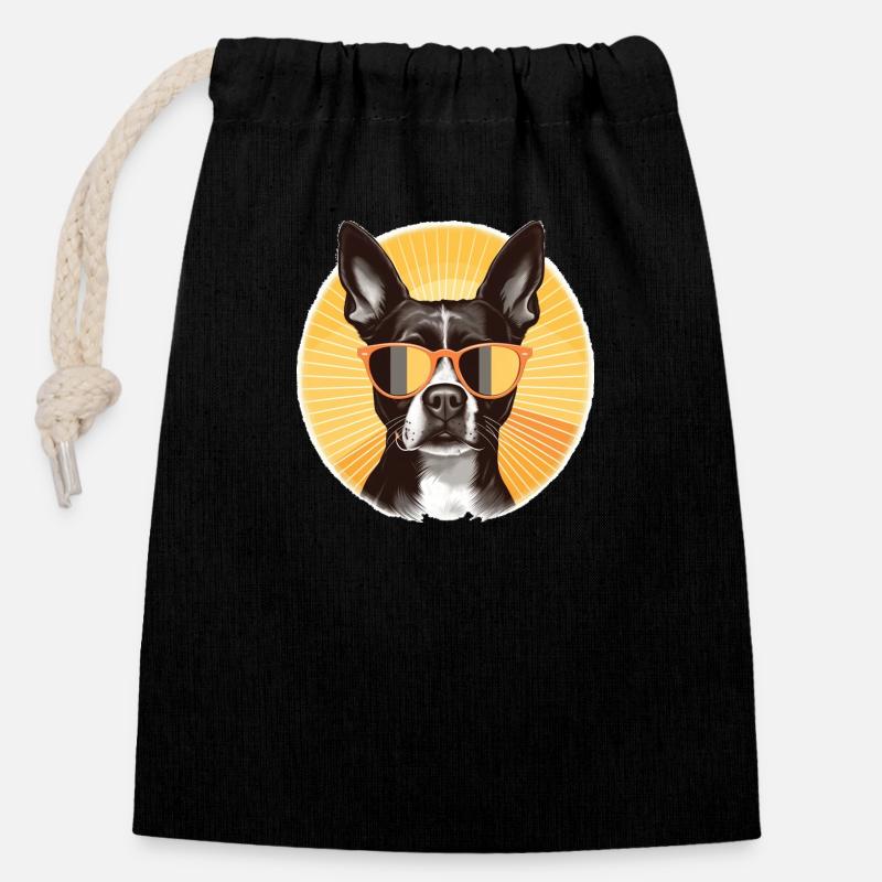Boston Terrier 2 - Verschließbarer Geschenkbeutel aus Baumwolle (14x20cm) - Schwarz