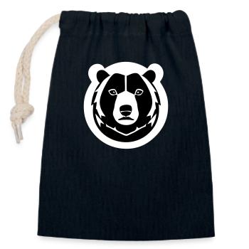 A strong fluffy bear in comic stalk - Closable cotton gift bag (14x20cm) - navy - Front