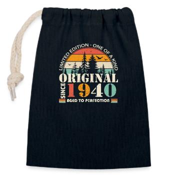 1940 : Légende vintage pour le 84e anniversaire - Sac cadeau en coton avec cordon (14 x 20 cm) - bleu marine - Devant