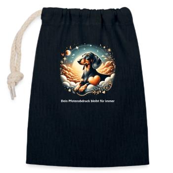 Gestion du deuil du teckel Rainbow Bridge - Sac cadeau en coton avec cordon (14 x 20 cm) - bleu marine - Devant
