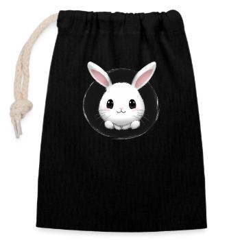 Kleiner Hase Häschen Kaninchen - Verschließbarer Geschenkbeutel aus Baumwolle (14x20cm) - Schwarz - Vorne