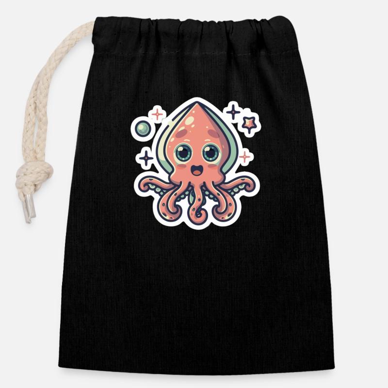 Squid Lover - Closable cotton gift bag (14x20cm) - black