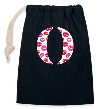 Letter o kisses - Closable cotton gift bag (14x20cm) - navy - Front