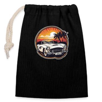 Oldtimer Sonnenuntergang - Verschließbarer Geschenkbeutel aus Baumwolle (14x20cm) - Schwarz - Vorne