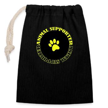 Défenseur des animaux - Sac cadeau en coton avec cordon (14 x 20 cm) - noir - Devant