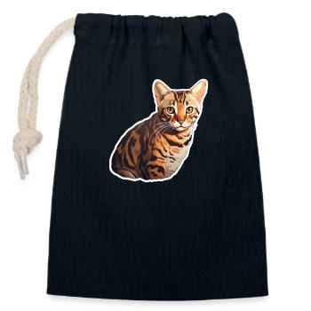 Katze bengalisch - Verschließbarer Geschenkbeutel aus Baumwolle (14x20cm) - Navy - Vorne