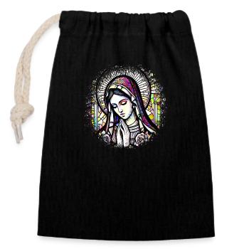 virgin mary jesus bible christian religion madona - Closable cotton gift bag (14x20cm) - black - Front