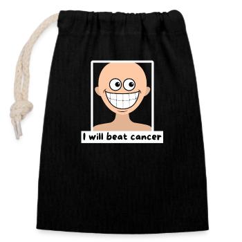 I'm going to beat cancer - Closable cotton gift bag (14x20cm) - black - Front