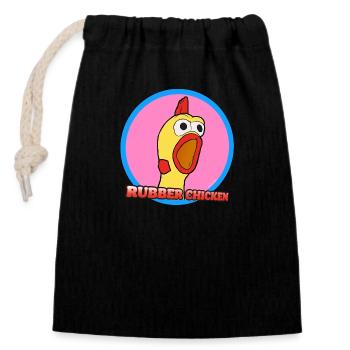 Poulet en caoutchouc hurlant - Sac cadeau en coton avec cordon (14 x 20 cm) - noir - Devant