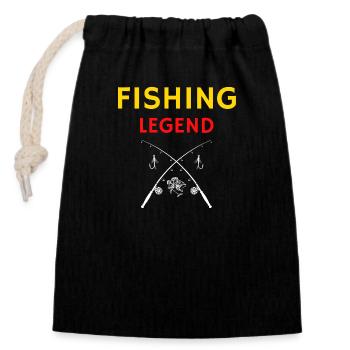 fishing legend fisherman fishing - Verschließbarer Geschenkbeutel aus Baumwolle (14x20cm) - Schwarz - Vorne
