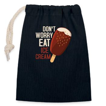 Don't Worry Eat Ice Cream Cone Scoop Summer - Verschließbarer Geschenkbeutel aus Baumwolle (14x20cm) - Navy - Vorne