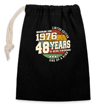1976 Vintage Retro Classic 48 Jahre - Verschließbarer Geschenkbeutel aus Baumwolle (14x20cm) - Schwarz - Vorne