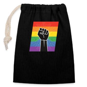 LGBTQ Rights Fist - Verschließbarer Geschenkbeutel aus Baumwolle (14x20cm) - Schwarz - Vorne
