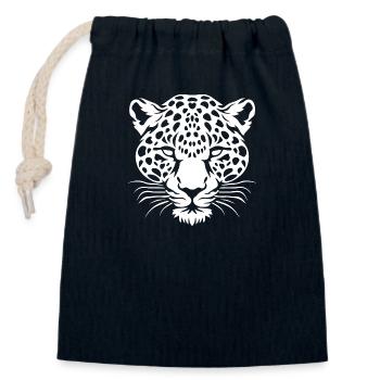 Leopard - Closable cotton gift bag (14x20cm) - navy - Front