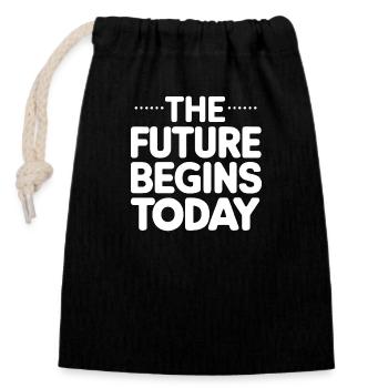 back to school - Closable cotton gift bag (14x20cm) - black - Front