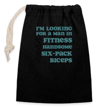 Je cherche un homme en forme - Sac cadeau en coton avec cordon (14 x 20 cm) - noir - Devant
