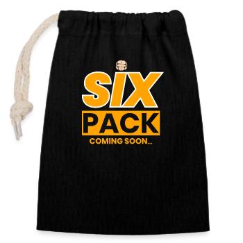 Sixpack coming Fitness Ziel Bauchmuskeln cool - Verschließbarer Geschenkbeutel aus Baumwolle (14x20cm) - Schwarz - Vorne