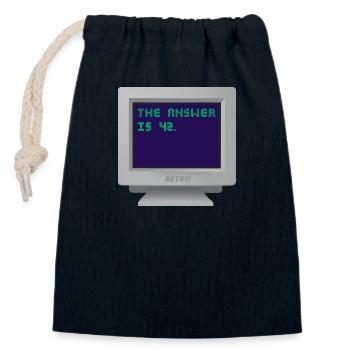 CRT - La réponse est 42. - Sac cadeau en coton avec cordon (14 x 20 cm) - bleu marine - Devant