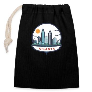 Atlanta Georgia Geschenkidee - Verschließbarer Geschenkbeutel aus Baumwolle (14x20cm) - Schwarz - Vorne