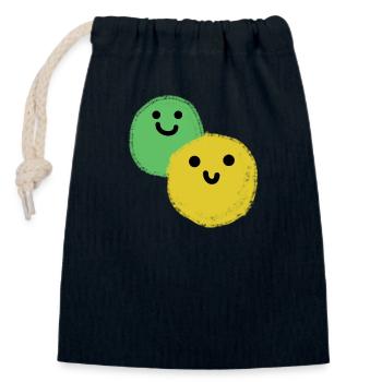 Deux boules - Sac cadeau en coton avec cordon (14 x 20 cm) - bleu marine - Devant