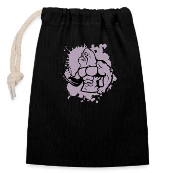 Gorilla Strong Animal - Closable cotton gift bag (14x20cm) - black - Front
