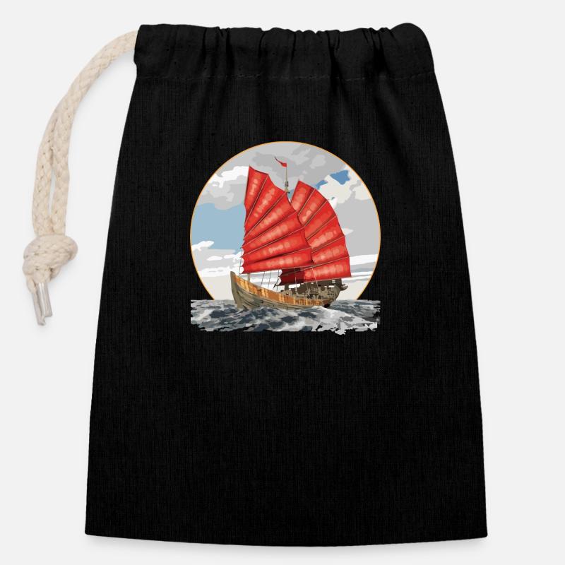 Ship - Closable cotton gift bag (14x20cm) - black
