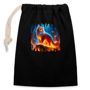 Enchanted Fire Feline - Closable cotton gift bag (14x20cm) - black - Front