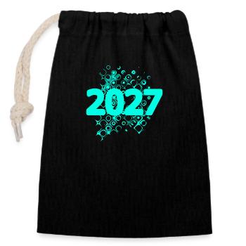 2027 - Sac cadeau en coton avec cordon (14 x 20 cm) - noir - Devant