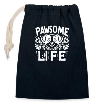 La vie de Pawsome - Sac cadeau en coton avec cordon (14 x 20 cm) - bleu marine - Devant