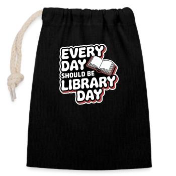 Every Day Should Be Library Day 9 - Verschließbarer Geschenkbeutel aus Baumwolle (14x20cm) - Schwarz - Vorne