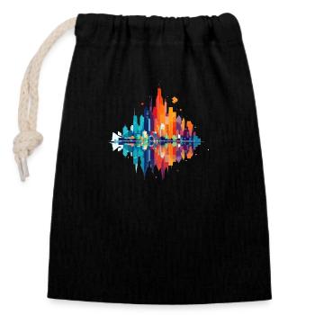 Buildings Cityscape Modern Skyscrapers City - Closable cotton gift bag (14x20cm) - black - Front