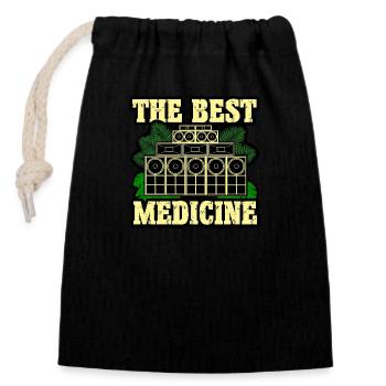 Healing through music - Closable cotton gift bag (14x20cm) - black - Front