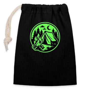 Tente de camping Nature - Sac cadeau en coton avec cordon (14 x 20 cm) - noir - Devant