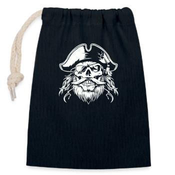 crâne de pirate - Sac cadeau en coton avec cordon (14 x 20 cm) - bleu marine - Devant